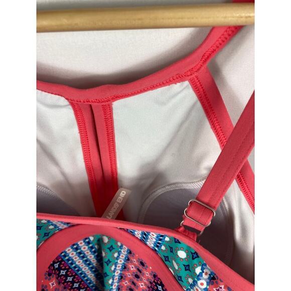 Lands End Patterned Keyhole Tankini Top Size 2 - Picture 5 of 5